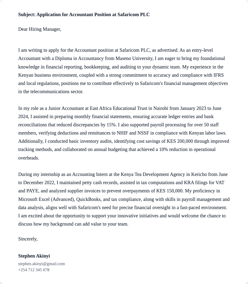accountant cover letter