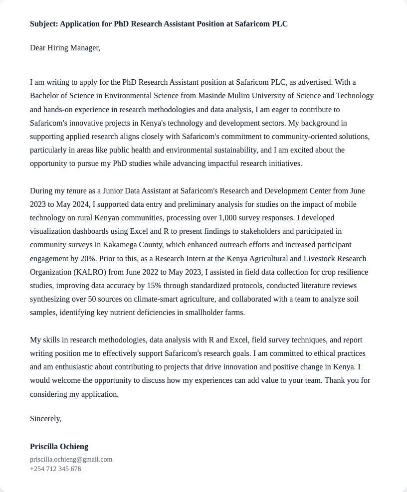 phd research assistant cover letter